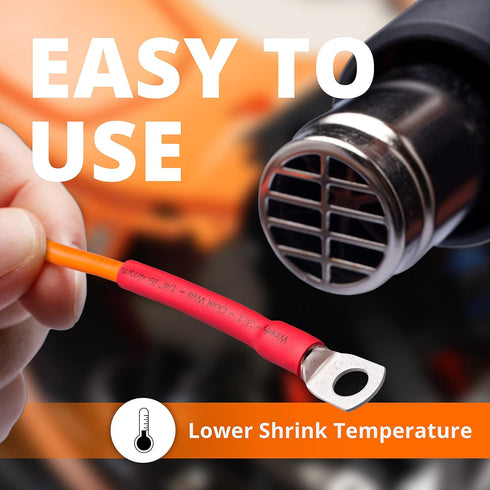 Wirefy Heat Shrink Tubing Kit - 3:1 Ratio Adhesive Lined, a resistant Shrink Wrap - Automotive Industrial Heat-Shrink Tubing - Black, Red - 200 PC...